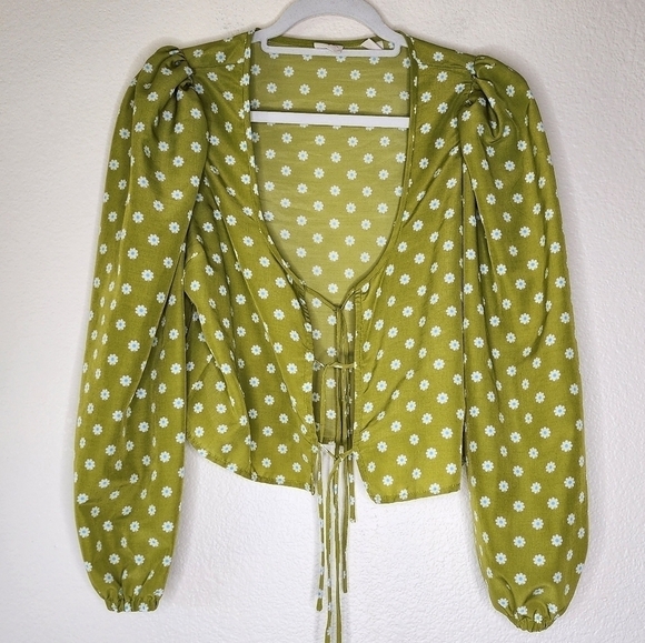 Levi's Sleeve Daisy Embry Tie Front Puff  Print Shirt M - Picture 3 of 6